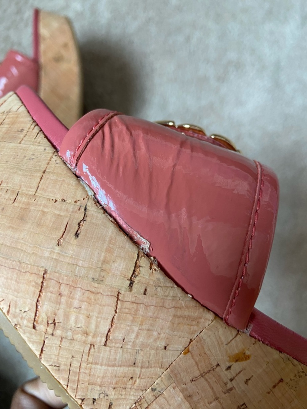 Coach Coral Pink Slide Sandals with Gold Emblem - Picture 5 of 7